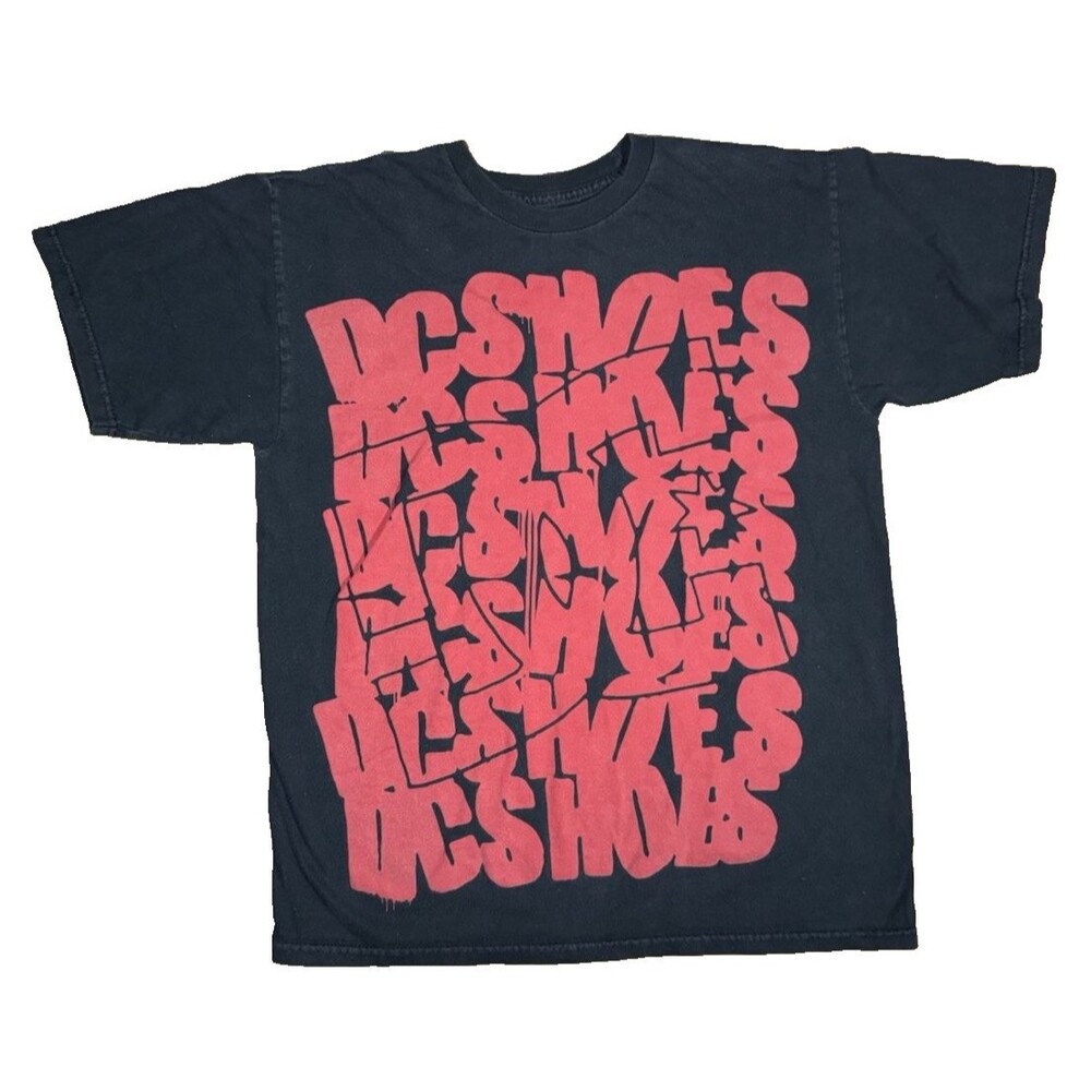 Y2K DC Shoes Graffiti Skater Grunge Tee Mens Medium GUC